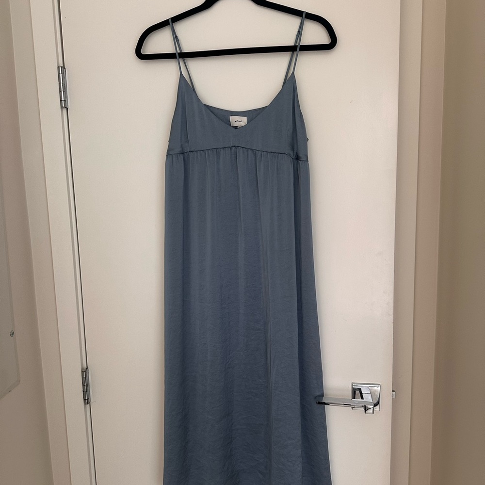 Wilfred “Lover” Midi babydoll dress in blue satin size S